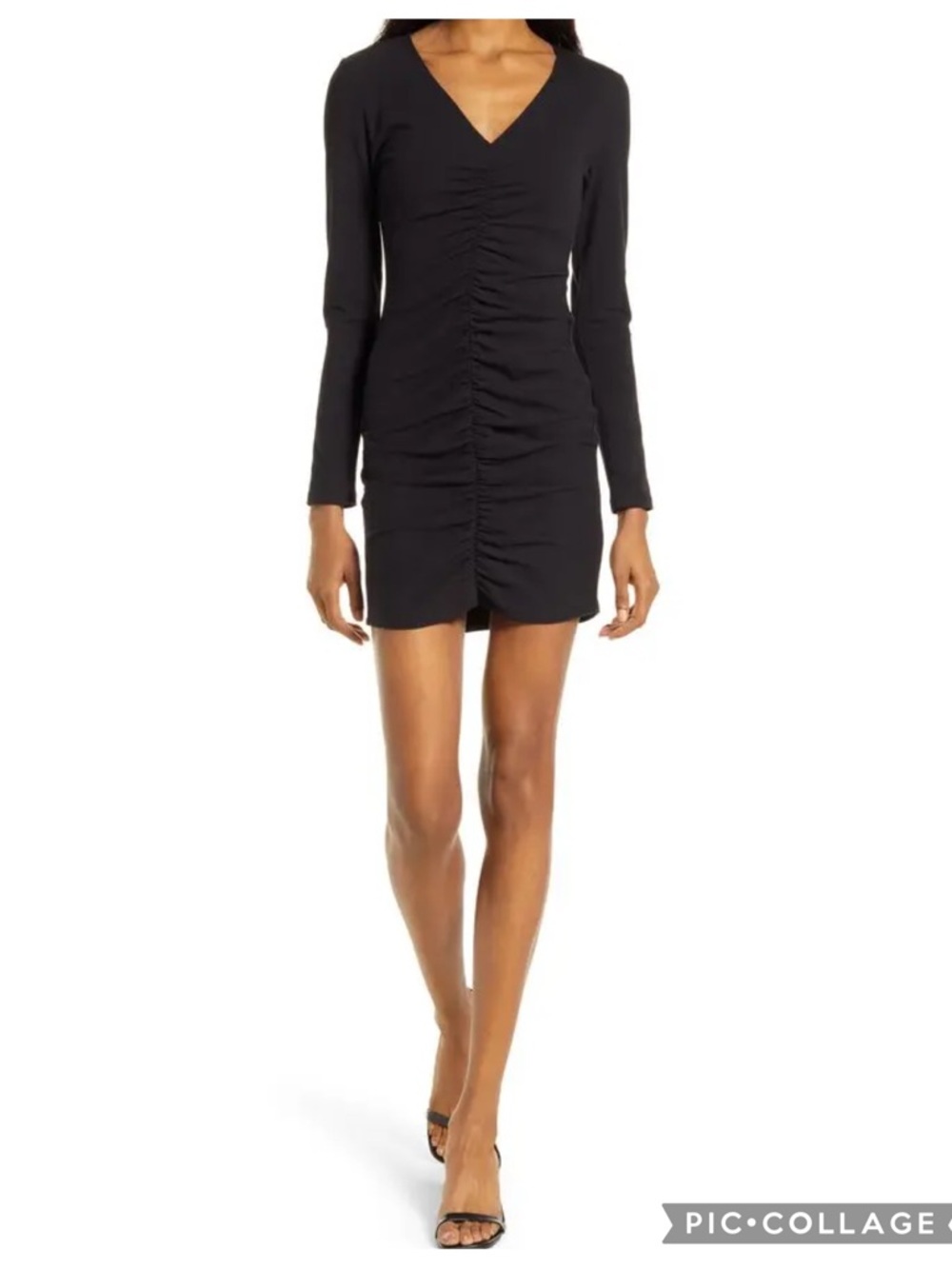 NWT Reformation Cally Ruched Stretch Organic Cotton Long Sleeve Dress